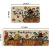 Artoid Mode Give Thanks Turkey Pumpkin Happy Thanksgiving Kitchen Mats Set of 2, Home Decor Low-Profile Kitchen Rugs for Floor – 17×29 and 17×47 Inch