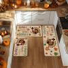 Artoid Mode Gobble Turkey Pumpkin Thanksgiving Decorative Kitchen Mats Set of 2, Fall Home Low-Profile Floor Kitchen Rugs-17×29 and 17×47 Inch(Beige)