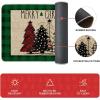 Artoid Mode Green Buffalo Plaid Xmas Tree Merry Christmas Kitchen Mats Set of 2, Winter Home Decor Low-Profile Kitchen Rugs for Floor – 17×29 and 17×47 Inch(Green/Beige)
