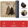 Artoid Mode Green Buffalo Plaid Xmas Tree Merry Christmas Kitchen Mats Set of 2, Winter Home Decor Low-Profile Kitchen Rugs for Floor – 17×29 and 17×47 Inch(Brown/Beige)