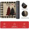 Artoid Mode Green Buffalo Plaid Xmas Tree Merry Christmas Kitchen Mats Set of 2, Winter Home Decor Low-Profile Kitchen Rugs for Floor – 17×29 and 17×47 Inch(Black/Beige)