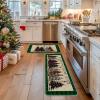 Artoid Mode Green Buffalo Plaid Xmas Tree Merry Christmas Kitchen Mats Set of 2, Winter Home Decor Low-Profile Kitchen Rugs for Floor – 17×29 and 17×47 Inch(Green/Beige)