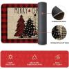 Artoid Mode Green Buffalo Plaid Xmas Tree Merry Christmas Kitchen Mats Set of 2, Winter Home Decor Low-Profile Kitchen Rugs for Floor – 17×29 and 17×47 Inch(Red/Beige)