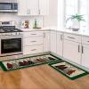 Artoid Mode Green Buffalo Plaid Xmas Tree Merry Christmas Kitchen Mats Set of 2, Winter Home Decor Low-Profile Kitchen Rugs for Floor – 17×29 and 17×47 Inch(Green/Beige)