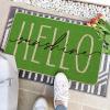 Artoid Mode Green Hello Sunshine Summer Decorative Doormat, Seasonal Spring Holiday Low-Profile Floor Mat Switch Mat for Indoor Outdoor 17 x 29 Inch(Green)