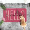 Artoid Mode Green Hello Sunshine Summer Decorative Doormat, Seasonal Spring Holiday Low-Profile Floor Mat Switch Mat for Indoor Outdoor 17 x 29 Inch(Pink)