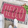 Artoid Mode Green Hello Sunshine Summer Decorative Doormat, Seasonal Spring Holiday Low-Profile Floor Mat Switch Mat for Indoor Outdoor 17 x 29 Inch(Pink)
