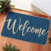 Artoid Mode Green Welcome Spring Doormat, Home Summer Decor Switch Rug Door Mat Floor Mat 17×29 Inch(Blue Welcome)