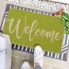 Artoid Mode Green Welcome Spring Doormat, Home Summer Decor Switch Rug Door Mat Floor Mat 17×29 Inch(Green Welcome)