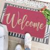 Artoid Mode Green Welcome Spring Doormat, Home Summer Decor Switch Rug Door Mat Floor Mat 17×29 Inch(Pink Welcome)