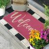 Artoid Mode Green Welcome Spring Doormat, Home Summer Decor Switch Rug Door Mat Floor Mat 17×29 Inch(Pink Welcome)