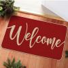 Artoid Mode Green Welcome Spring Doormat, Home Summer Decor Switch Rug Door Mat Floor Mat 17×29 Inch(Red-1 Welcome)