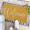 Artoid Mode Green Welcome Spring Doormat, Home Summer Decor Switch Rug Door Mat Floor Mat 17×29 Inch(Yellow Welcome)