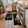 Artoid Mode Grey Let It Snow Snowflake Snowman Winter Kitchen Mats Set of 2, Christmas Decor Low-Profile Kitchen Rugs for Floor – 17×29 and 17×47 Inch(Black)