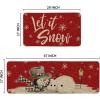 Artoid Mode Grey Let It Snow Snowflake Snowman Winter Kitchen Mats Set of 2, Christmas Decor Low-Profile Kitchen Rugs for Floor – 17×29 and 17×47 Inch(Red)