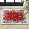 Artoid Mode Grey Snowman Deer Tree Christmas Area Rug, Winter Home Decor Low-Profile Washable Area Rugs for Entryway Bedroom Living Room Laundry Room Indoor 5×7 Feet(Red Snowman)