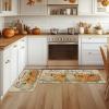 Artoid Mode Hello Pumpkin Eucalyptus Fall Kitchen Mats Set of 2, Thanksgiving Home Decor Low-Profile Kitchen Rugs for Floor – 17×29 and 17×47 Inch(Orange)