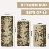 Artoid Mode Leaves Holly Merry Christmas Kitchen Mats Set of 2, Winter Home Decor Low-Profile Kitchen Rugs for Floor – 17×29 and 17×47 Inch(Green/Beige)