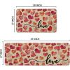 Artoid Mode Love Heart Valentines Kitchen Mats Set of 2, Home Decor Low-Profile Kitchen Rugs for Floor – 17×29 and 17×47 Inch
