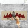 Artoid Mode Merry Christmas Trees Christmas Decorative Doormat, Seasonal Winter Christmas Holiday Low-Profile Floor Mat Switch Mat for Indoor Outdoor 17 x 29 Inch(Red)