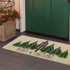 Artoid Mode Merry Christmas Trees Christmas Decorative Doormat, Seasonal Winter Christmas Holiday Low-Profile Floor Mat Switch Mat for Indoor Outdoor 17 x 29 Inch(Green)