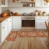 Artoid Mode Orange Flower Pumpkin Fall Kitchen Mats Set of 2, Autumn Home Decor Low-Profile Kitchen Rugs for Floor – 17×29 and 17×47 Inch(Orange)