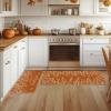 Artoid Mode Orange Hello Pumpkin Eucalyptus Fall Kitchen Mats Set of 2, Thanksgiving Home Decor Low-Profile Kitchen Rugs for Floor – 17×29 and 17×47 Inch