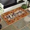 Artoid Mode Orange Pumpkins Maple Leaves Welcome Fall Doormat, Autumn Home Decor Low-Profile Switch Rug Door Mat for Indoor Outdoor 17×29 Inch(Orange)