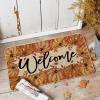 Artoid Mode Orange Pumpkins Maple Leaves Welcome Fall Doormat, Autumn Home Decor Low-Profile Switch Rug Door Mat for Indoor Outdoor 17×29 Inch(Orange)