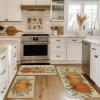 Artoid Mode Pumpkin Eucalyptus Fall Kitchen Mats Set of 2, Home Decor Low-Profile Kitchen Rugs for Floor – 17×29 and 17×47 Inch(Orange)
