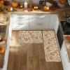 Artoid Mode Pumpkins Fall Kitchen Mats Set of 2, Autumn Maple Leaves Home Decor Low-Profile Kitchen Rugs for Floor – 17×29 and 17×47 Inch(Beige)