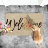 Artoid Mode Rabbit Flower Welcome Easter Doormat, Seasonal Spring Home Decor Low-Profile Switch Rug Door Mat Floor Mat for Indoor Outdoor 17×29 Inch