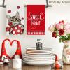 Artoid Mode Red Cat Heart Scarf Sweet Love Valentine’s Kitchen Towels Dish Towels, 18×26 Inch Anniversary Wedding Decoration Hand Towels Set of 2