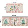 Artoid Mode Red Diamond Plaid Nutcracker Merry Christmas Kitchen Mats Set of 2, Winter Decor Low-Profile Kitchen Rugs for Floor – 17×29 and 17×47 Inch(Pink)