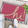 Artoid Mode Red Hi Valentine’s Day Doormat, Daily Home Decor Low-Profile Switch Rug Welcome Door Mat Floor Mat for Indoor Outdoor 17×29 Inch(Pink)