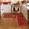 Artoid Mode Red Love Heart Hello Valentine’s Kitchen Mats Set of 2, Home Decor Low-Profile Kitchen Rugs for Floor – 17×29 and 17×47 Inch