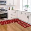 Artoid Mode Red Love Heart Hello Valentine’s Kitchen Mats Set of 2, Home Decor Low-Profile Kitchen Rugs for Floor – 17×29 and 17×47 Inch