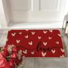 Artoid Mode Red Love Valentine’s Welcome Decorative Doormat, Seasonal Anniversary Wedding Low-Profile Rug Switch Mat for Indoor Outdoor 17×29 Inch