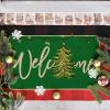 Artoid Mode Red Xmas Tree Christmas Welcome Doormat, Winter Home Decor Low-Profile Switch Rug Door Mat Floor Mat for Indoor Outdoor 17×29 Inch(Green)