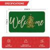 Artoid Mode Red Xmas Tree Christmas Welcome Doormat, Winter Home Decor Low-Profile Switch Rug Door Mat Floor Mat for Indoor Outdoor 17×29 Inch(Green)