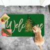 Artoid Mode Red Xmas Tree Christmas Welcome Doormat, Winter Home Decor Low-Profile Switch Rug Door Mat Floor Mat for Indoor Outdoor 17×29 Inch(Green)