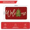 Artoid Mode Red Xmas Tree Christmas Welcome Doormat, Winter Home Decor Low-Profile Switch Rug Door Mat Floor Mat for Indoor Outdoor 17×29 Inch(Red)
