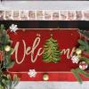 Artoid Mode Red Xmas Tree Christmas Welcome Doormat, Winter Home Decor Low-Profile Switch Rug Door Mat Floor Mat for Indoor Outdoor 17×29 Inch(Red)