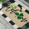 Artoid Mode Shamrock Welcome Doormat, Seasonal Holiday St. Patrick’s Day Low-Profile Yard Floor Switch Mat for Indoor Outdoor 17 x 29 Inch