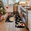 Artoid Mode Snowman Deer Let It Snow Snowflake Christmas Kitchen Mats Set of 2, Winter Decor Low-Profile Kitchen Rugs for Floor – 17×29 and 17×47 Inch(Black)