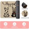 Artoid Mode Stripes Dots Bunny Rabbits Happy Easter Kitchen Mats Set of 2, Spring Home Decor Low-Profile Kitchen Rugs for Floor – 17×29 and 17×47 Inch(Black)