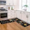 Artoid Mode The Kitchen is The Heart of The Home Kitchen Mats Set of 2, Seasonal Cooking Sets Holiday Party Low-Profile Floor Mat for Home Kitchen – 17×29 and 17×47 Inch(Black)