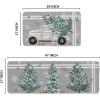 Artoid Mode Truck Pine Holly Stripes Christmas Decorative Kitchen Mats Set of 2, Home Decor Party Low-Profile Kitchen Rugs – 17×29 and 17×47 Inch