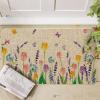 Artoid Mode Tulip Lavender Spring Decorative Doormat, Seasonal Flower Summer Holiday Low-Profile Rug Switch Mat for Indoor Outdoor 17×29 Inch(Beige)