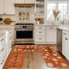 Artoid Mode Turkey Pumpkin Maple Leaves Thanksgiving Kitchen Mats Set of 2, Home Decor Low-Profile Kitchen Rugs for Floor – 17×29 and 17×47 Inch(Orange)